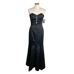Vintage Jessica McClintock for Gunne Sax Black Strapless Satin Gown Sz 7